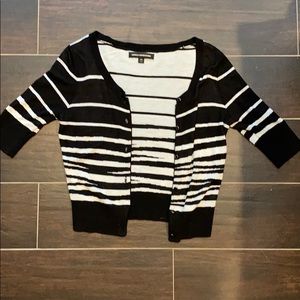 Express Black/White Cropped Cardigan